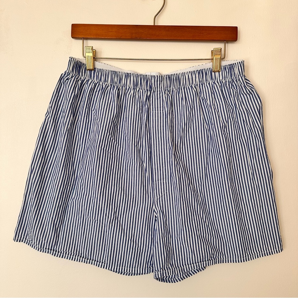 Sunspel Men’s Cotton Boxers – Blue & White Stripe – Size XL – NEW / Unworn